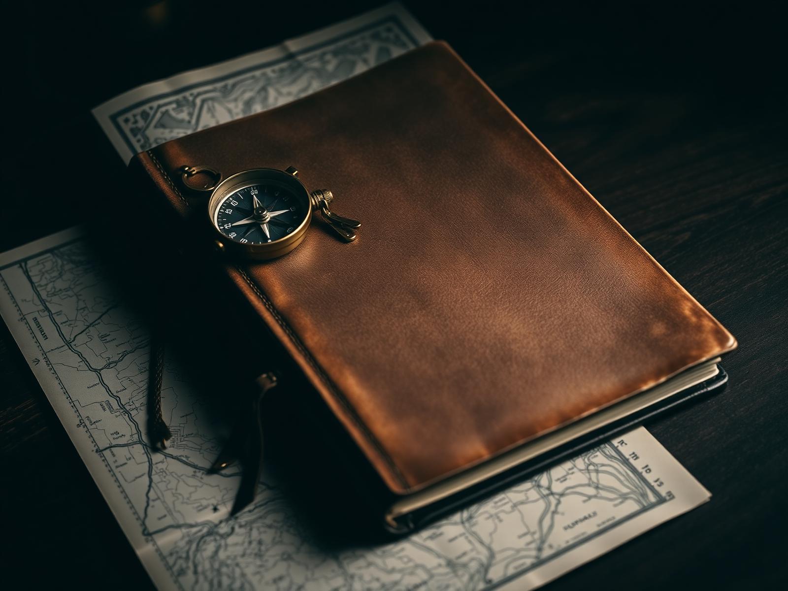 Field journal and brass compass